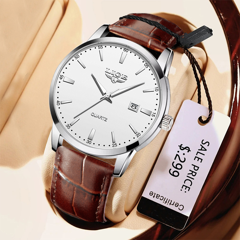 Leather Watch Band Men - LIGE Adam Izle Moda Deri Kayış