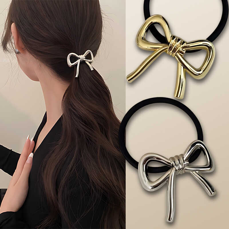 Silicone Band Women - Kore zarif Metal yay saç halat