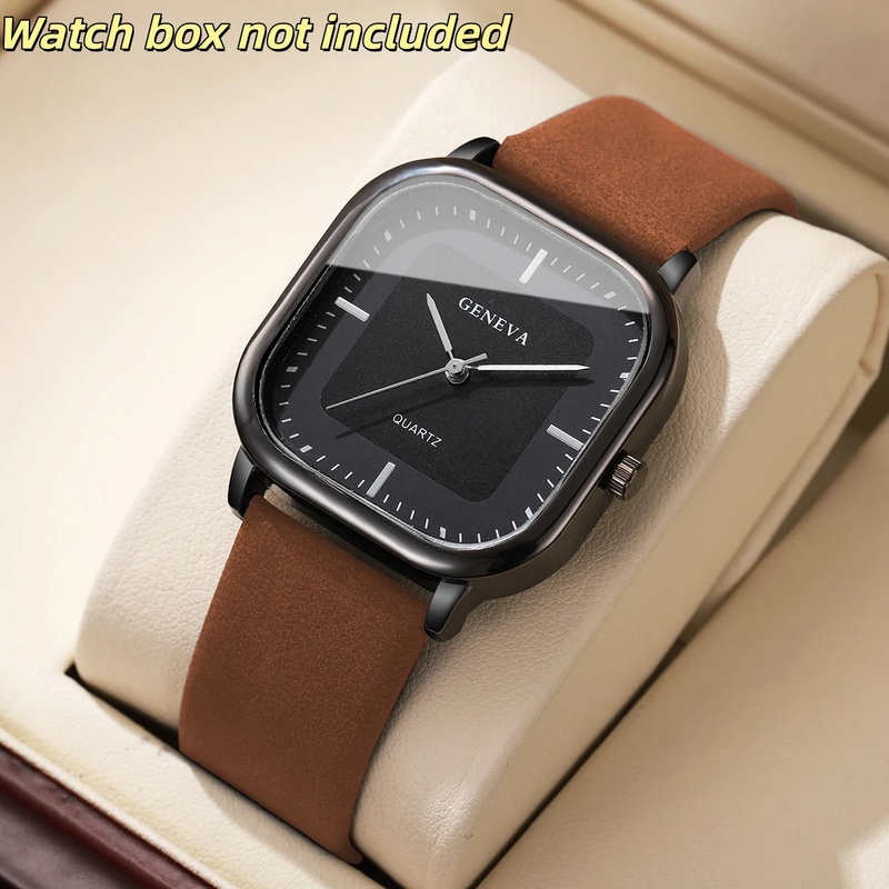 Moda Klasik Kare Kadranlı Erke - Leather Watch Band Men incelemesi ve fiyatı