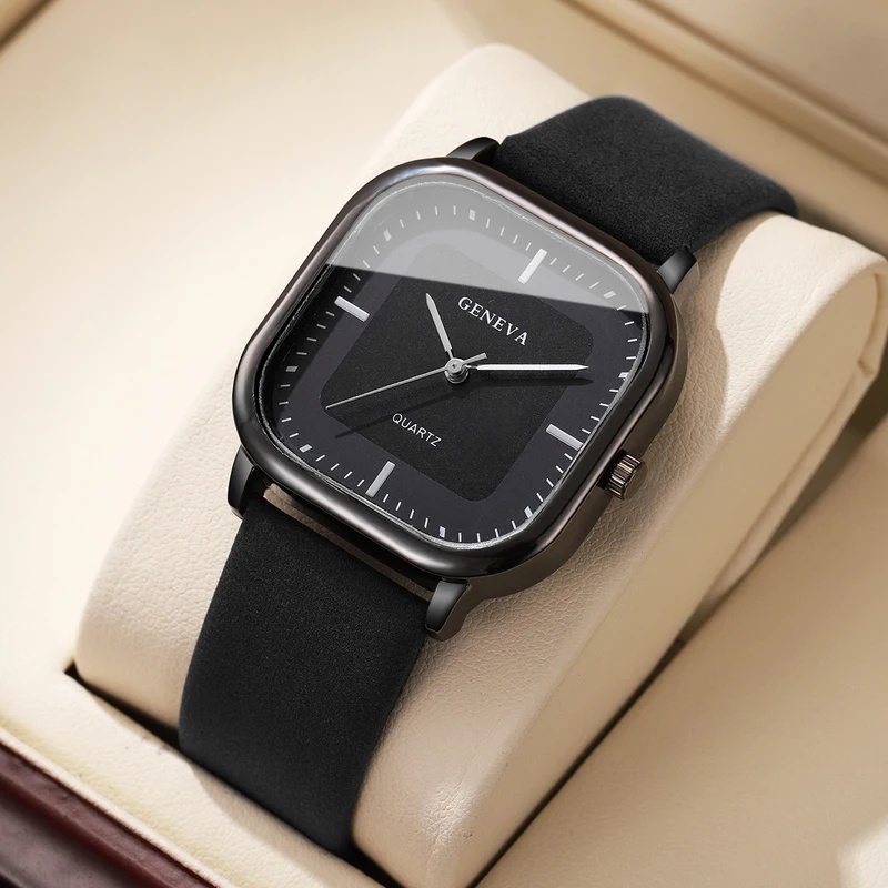 Moda Klasik Kare Kadranlı Erke - Leather Watch Band Men incelemesi ve fiyatı