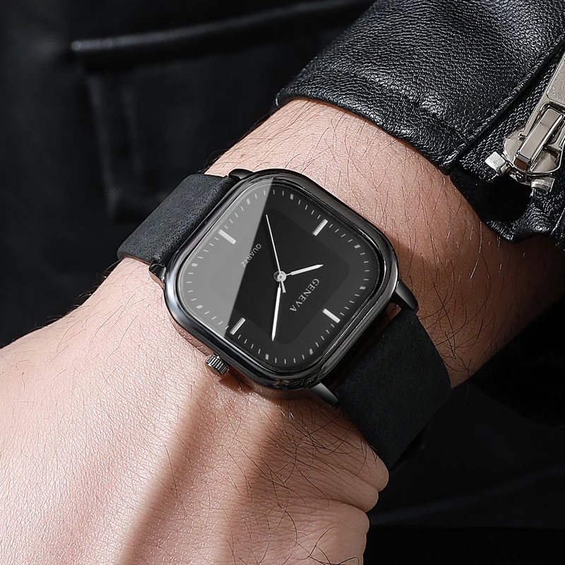 Moda Klasik Kare Kadranlı Erke - Leather Watch Band Men incelemesi ve fiyatı